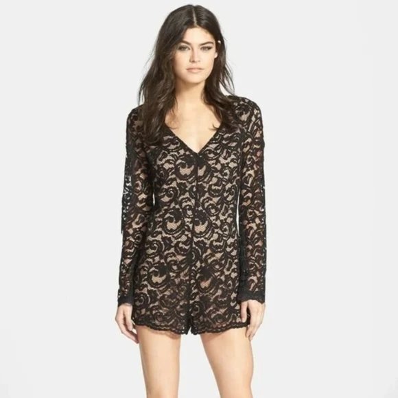 Astr  Long Sleeve Lace Romper - Picture 1 of 16